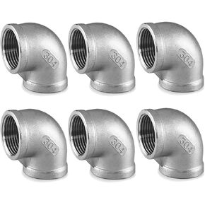 الفولاذ المقاوم للصدأ 304 تركيب الأنابيب المصبوب، JoyTube 1/2 "إلى 1/2" أنثى إلى أنثى NPT تركيب الأنابيب الملولبة، الكوع 90 درجة، الفئة 150 (حزمة من 3)