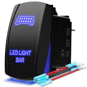 MICTUNING MIC-LSB1 شريط إضاءة LED ليزر مفتاح الروك ON-Off LED Light 20A 12V، 5pin، أزرق in Kuwait