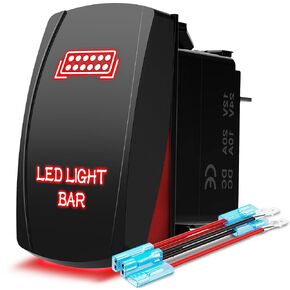 MICTUNING MIC-LSB1 Laser LED Light Bar Rocker Switch ON-Off LED Light 20A 12V, 5pin, Blue