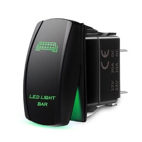 MICTUNING MIC-LSB1 Laser LED Light Bar Rocker Switch ON-Off LED Light 20A 12V, 5pin, Blue
