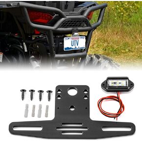 WeiSen UTV Universal License Plate Bracket with LED Light Aluminum License Holder Frame Compatible with Polaris RZR Ranger General Can Am Maverick X3 Kawasaki