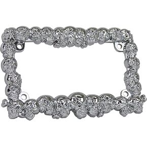 LPF270-BK 3D Skulls Style Zinc Metal Matte Black Finished Motorcycle License Plate Frame