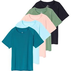5 Pack Girls' Short Sleeve UPF Sun Protective Rashguard Swim Shirt (Ages 4-16)