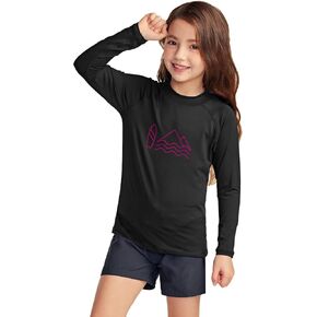 قميص TSLA للفتيات بأكمام طويلة للحماية من الطفح الجلدي، قميص سباحة لركوب الأمواج على الشاطئ بالأشعة فوق البنفسجية/SPF، عامل حماية من الشمس 50+، قمصان سباحة واقية من الشمس in Kuwait