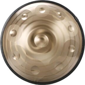 “OW" Hand Pan in D Minor "Halo Design"with 10 Notes Steel Hand Drum and Soft Hand Pan Bag - 22.8 Inches (58cm), Gold(D Minor) with 10 Notes D3 A3 B3b C4 D4 E4 F4 G4 A4 C5