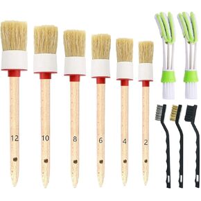 11 Pieces Auto Detailing Brush Set for Cleaning Interior, Exterior, Leather, Including 6 pcs Car Detailing Brushes, 3 pcs Wire Brush and 2 pcs Automotive Air Conditioner Brush