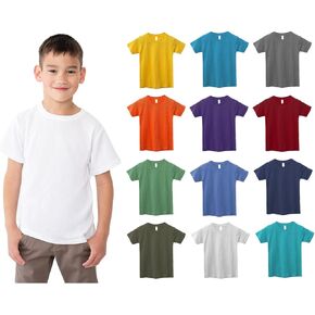 BILLIONHATS Kids Cotton Tshirts Bulk, Wholesale Unisex Children Tees, Lightweight Tshirt Packs for Boys Girls