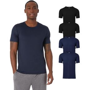 32 Degrees Mens 4 Pack Cool Crewneck T-Shirt | Anti-Odor | Quick Drying | 4-Way Stretch
