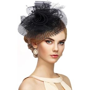 قبعة Kentucky Derby Fascinators - قبعة حفلات الشاي للفتيات والنساء، قبعة Kentucky Hat Veil Flower Headwear، قبعة حفلات الحديقة