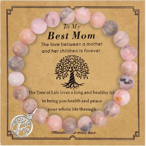 Mothers Day Gifts for Mom, Natural Stone Charm Bracelet for Mom, Mother Day Birthday Present for Mom, Christmas Valentine's Day Thanksgiving Day Gift for Women Teen Girls