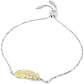 Jewelili Enchanted Disney Fine Jewelry 10K Yellow Gold 1/10 Cttw Diamond Sterling Silver Pocahontas Bolo Bracelet