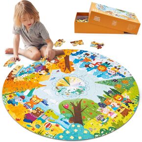 Kids Floor Puzzles for Ages 4-8 - 88 Big Pieces Jigsaw Puzzles Educational Toys for Boys Children