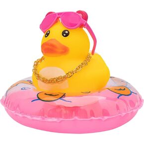 wonuu Car Rubber Duck Car Duck Decoration Dashboard Car Ornament for Car Dashboard Decoration Accessories with Mini Swim Ring Necklace and Sunglasses, A_Nurse Duck_Pink Swim_Heart Glasses_Big Pearl