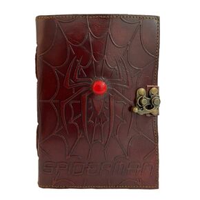 Superhero Leather Journal, Spider Web Leather Notebook Blank Diary, Halloween Leather Journal, Grimoire Book of Shadows, Superhero Notebook, Halloween Journal, Infinity Stone Diary 5x7 Inches