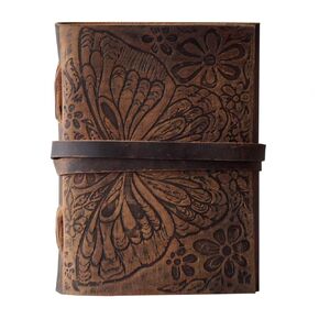 Butterfly Flower Embossed Leather Journal Notebook Diary, Handmade Leather Bound Writing Journal, Travel Diary, Grimoire, Sketchbook Office Handbook 5 x 7 inches, Leather Journal for Women