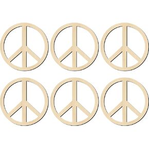 3" - Peace Sign -6 Pack - Wood Cutout Shape - Peace Signs. DIY party craft - decorate