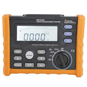 Grounding Meter Tester for Earthing, Digital Grounding Resistance Meter, PEAKMETER MS2302 Digital Earth Resistance Tester 0 to 4K Ohm 100 Groups Data Logging
