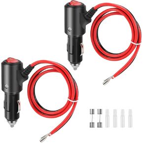 12V Cigarette Lighter Male Plug Replacement with On Off Switch and Leads 1.8FT 14AWG Cigarette Lighter Adapter Extension Cable For Car Truck Motorcycle