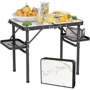 Titanker Folding Camping Table Small 2ft, Small Folding Table Portable with 50% Extra Space, Folding Picnic Table, Portable Beach Table, Car Camping Essentials, Aluminum Light & Solid