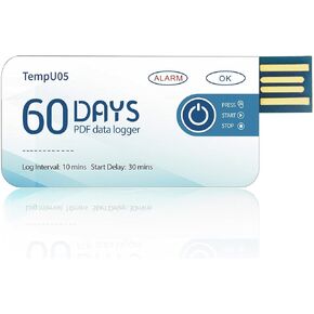 Temperature Data Logger USB Thermometer Logger 10 Packs 60 Days,Disposable Temp Recorder with Auto PDF Report 10000 Points Recording,Temp U05 for Freezer Transportation Storage IP67 Waterproof in Kuwait
