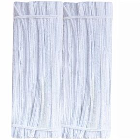 White Pipe Cleaners Crafts (100 Pack) Chenille Stems for DIY Art Decorations Creative (6 mm x 12 Inch)