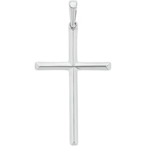 Solid 14K White Gold Simple Cross Charm Pendant in Kuwait