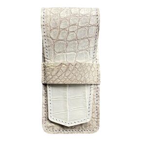 Handmade Himalaya Alligator Pen Case, Alligator Pen Holder, Genuine Leather Pen and Pencil Case with Tuck in Flap (2-3 Pens)