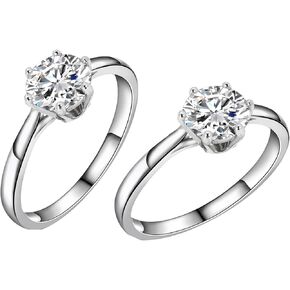 Engagement Rings for Women Wedding Bridal Ring Bridesmaid Rings 2PCS(Rings)