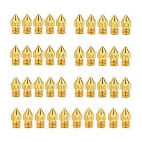 3D Printer Extruder Nozzles 0.2mm 0.3mm 0.4mm 0.5mm 0.6mm 0.8mm 1.0mm for Anet A8 Makerbot MK8 Creality CR-10 Ender 3 Ender 5 IRCHLYN (40 Pcs)