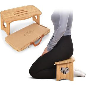 Meditation Bench Folding Kneeling Meditation Bench Kneeling Stool Bamboo Yoga Bench for Extended Practice Includes Folding Chair for Meditation Yoga or Praying in Saudi Arabia