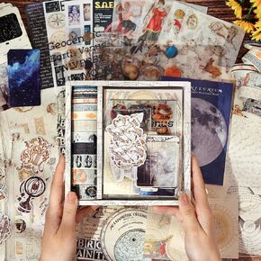 Scrapbooking Supplies Kit, Travel Themed Journaling Supplies Kit with Washi Tape, Sticker, A6 Notebook, Material Paper, Memo Paper, Photo Frame, Craft Gift Set for Teen Adult Beginner, Blue in Kuwait