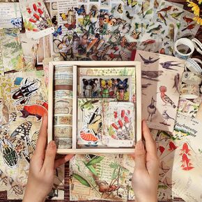 Scrapbooking Supplies Kit, Travel Themed Journaling Supplies Kit with Washi Tape, Sticker, A6 Notebook, Material Paper, Memo Paper, Photo Frame, Craft Gift Set for Teen Adult Beginner, Blue