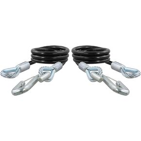 CURT 80176 44-Inch Vinyl-Coated Trailer Safety Cables, 17/32-In Snap Hooks, 7,500 lbs Break Strength, Pack of 2 , Black