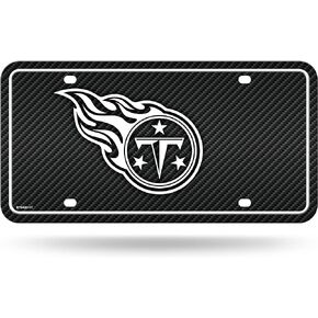 Rico Industries NFL Tennessee Titans Carbon Fiber Metal Auto Tag 8.5" x 11" - Great For Truck/Car/SUV