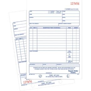 Adams Repair Order Book, Carbonless, 2-Part, White/White, 5-9/16 x 8-7/16 Inches, 50 Sets (D5084)