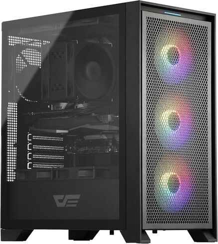 حافظة كمبيوتر DarkFlash ATX، مروحة 3 × 120 مم مثبتة مسبقًا، حقيبة كمبيوتر للألعاب مع لوحة أمامية شبكية، حافظة متوسطة الحجم لتدفق الهواء بلوحة جانبية من الزجاج المقسى (أبيض) in Kuwait