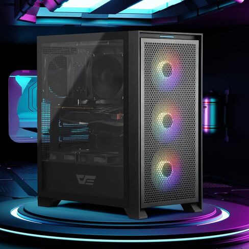 حافظة كمبيوتر DarkFlash ATX، مروحة 3 × 120 مم مثبتة مسبقًا، حقيبة كمبيوتر للألعاب مع لوحة أمامية شبكية، حافظة متوسطة الحجم لتدفق الهواء بلوحة جانبية من الزجاج المقسى (أبيض) in Kuwait