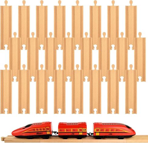6 Pieces Wood Train Tracks Expansion Straight Wooden Train Tracks 6 Inch Wood Train Track Accessories Compatible with Most Train Tracks for Girls Boys Birthdays (6 PCS, Straight) in Saudi Arabia