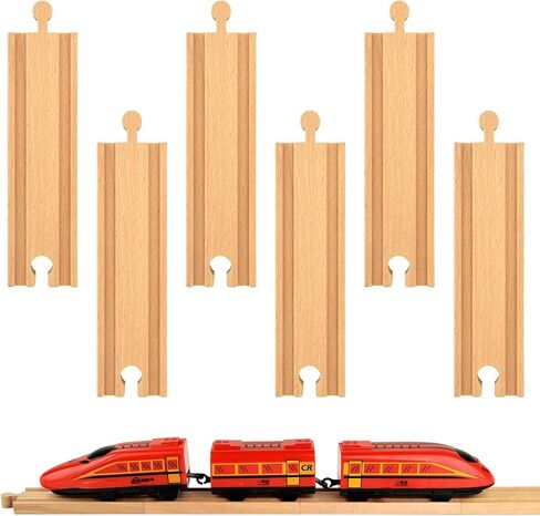6 Pieces Wood Train Tracks Expansion Straight Wooden Train Tracks 6 Inch Wood Train Track Accessories Compatible with Most Train Tracks for Girls Boys Birthdays (6 PCS, Straight) in Saudi Arabia
