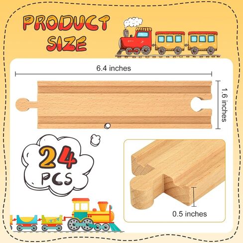 6 Pieces Wood Train Tracks Expansion Straight Wooden Train Tracks 6 Inch Wood Train Track Accessories Compatible with Most Train Tracks for Girls Boys Birthdays (6 PCS, Straight) in Saudi Arabia
