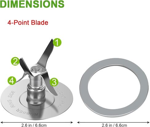 لقطع غيار خلاط أوستر مع حشية 6 قطع لشفرة الثلج لخلاط أوستر، أسود 4961 وقاعدة جرة 4902 متوافقة مع أجزاء الخلاط الكلاسيكية أسباس بارا ليكوادورا أوستر وأوسترايزر in Kuwait