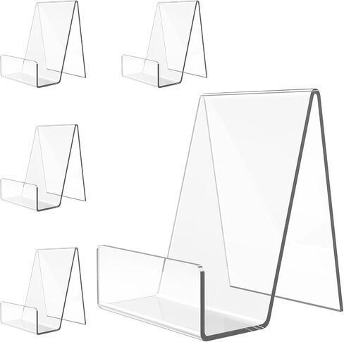 4 Pack Acrylic Book Stand, Book Holder for Display, Clear Easel Stand for Display, Display Holder for Postcard, CD, Frame, Picture, Magazine, Plate, Phone, Sticker in Saudi Arabia