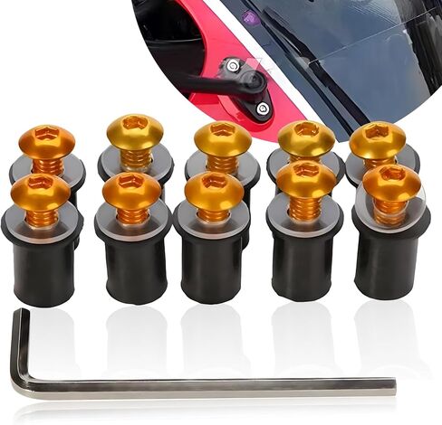 UGSHY 11 PCS Motorcycle Windshield Bolts Screws Kit, 5MM Durable Matal Vehicle Screw Fasteners Accessories with Installation Tool, Universal Waterproof Windshield Screws Replacement (Black) in Saudi Arabia