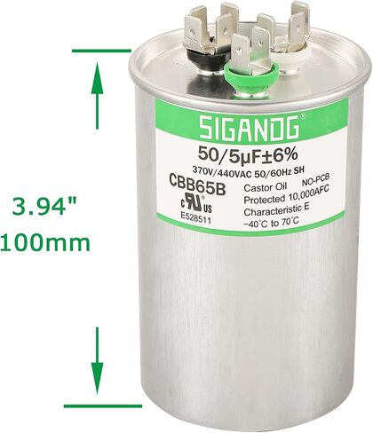 35+5 MFD 35/5 uF 370 or 440 Volt CBB65B Capacitor for AC Motor Run，Condenser Straight Cool，Heat Pump， Air Conditioner，HVAC Capacitor in Saudi Arabia