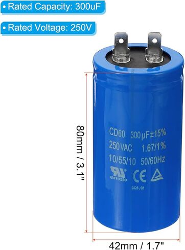 مكثف تشغيل PATIKIL CD60، 300 فائق التوهج/MFD 250VAC 15% تسامح 50/60 هرتز مكثف بدء تشغيل المحرك لمحرك ضاغط الهواء يبدأ في التشغيل in Saudi Arabia