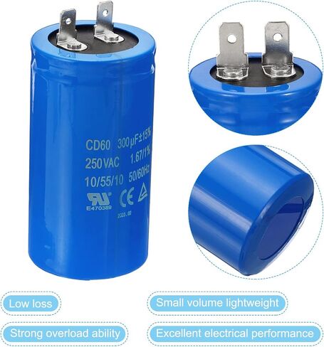 مكثف تشغيل PATIKIL CD60، 300 فائق التوهج/MFD 250VAC 15% تسامح 50/60 هرتز مكثف بدء تشغيل المحرك لمحرك ضاغط الهواء يبدأ في التشغيل in Saudi Arabia