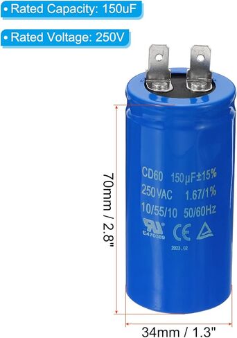 PATIKIL CD60 Run Capacitor, 300uF/MFD 250VAC 15% Tolerance 50/60Hz Motor Starting Capacitor for Air Compressor Motor Starts Running in Kuwait