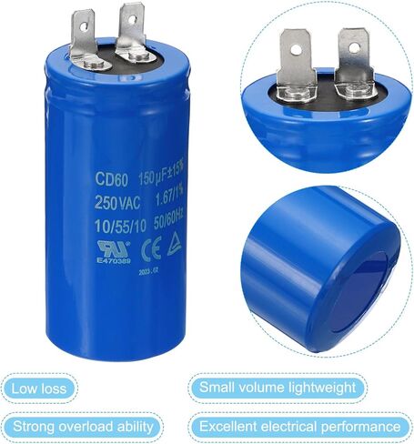 PATIKIL CD60 Run Capacitor, 300uF/MFD 250VAC 15% Tolerance 50/60Hz Motor Starting Capacitor for Air Compressor Motor Starts Running in Kuwait