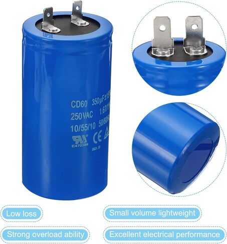 مكثف تشغيل PATIKIL CD60، 300 فائق التوهج/MFD 250VAC 15% تسامح 50/60 هرتز مكثف بدء تشغيل المحرك لمحرك ضاغط الهواء يبدأ في التشغيل in Saudi Arabia