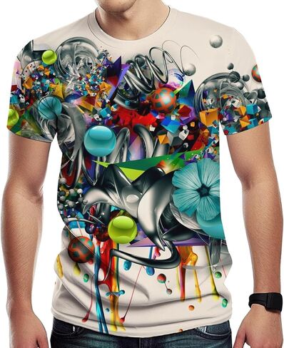 Men's Novelty Tshirt Hip Hop Graffiti Graphic 3D Print Fashion T Shirts in Saudi Arabia